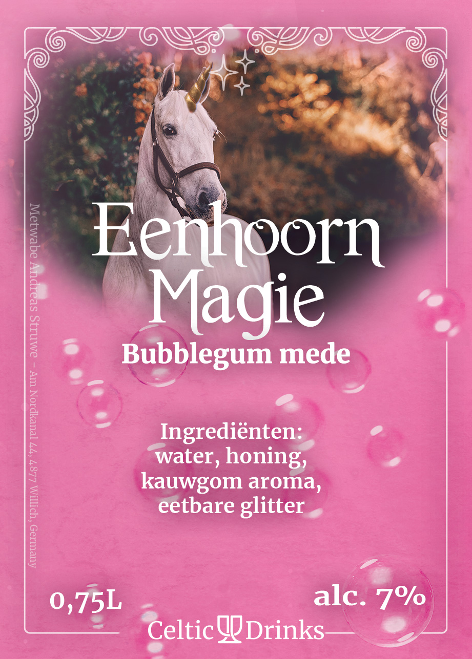Eenhoornmagie – Bubblegum met glitter
